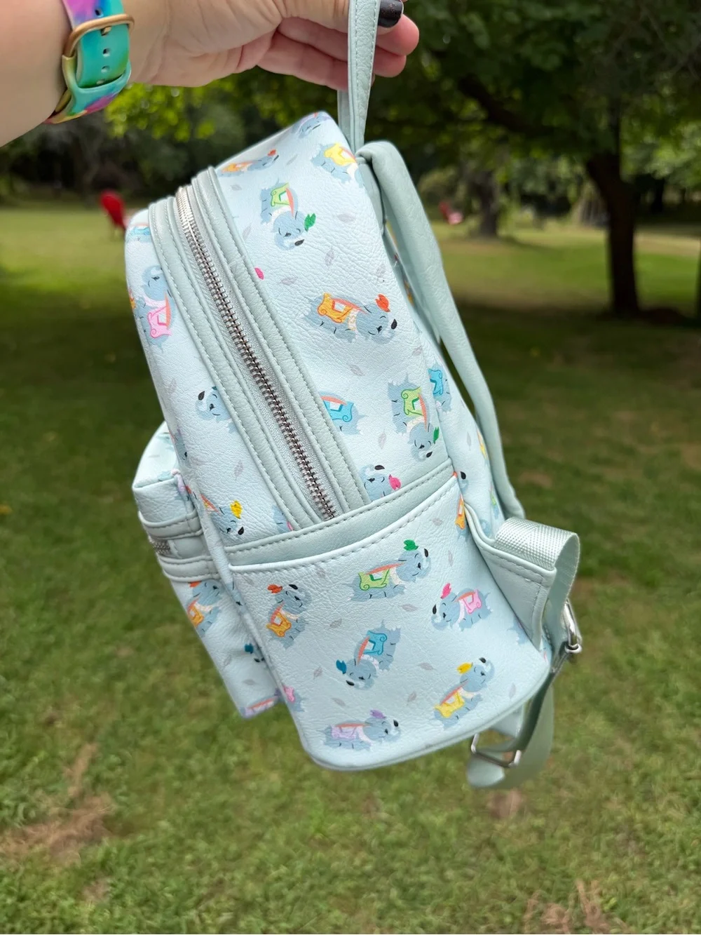 Disney Parks Loungefly Dumbo Hard Tag Mini Backpack Blue Preowned
